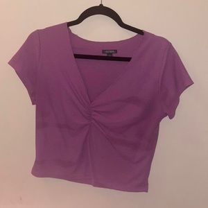 Magenta cinched purple shirt
